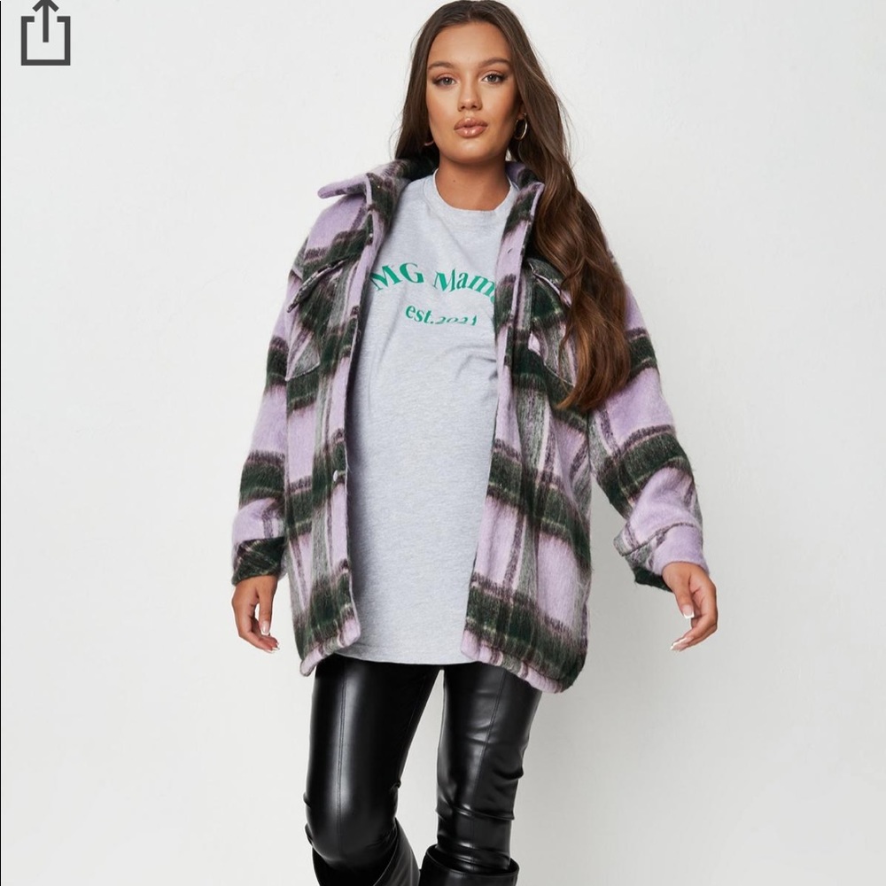 Brushed Plaid Maternity Jacket